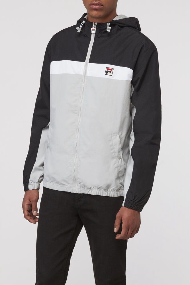 Fila Jacket Mens Black/White Clipper Wind - Ireland 87053-XTJI